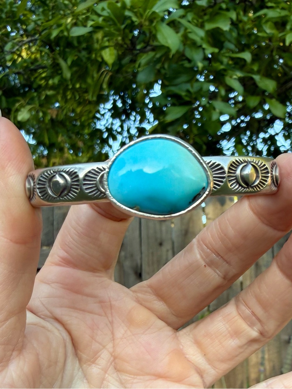 Numi Olive Royston Nugget Turquoise Heavyweight  Sterling Silver Cuff